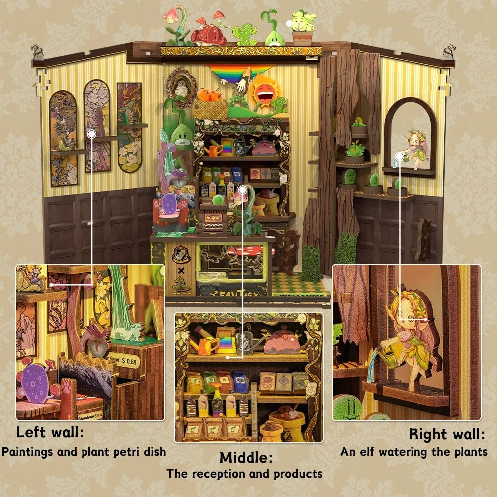 Explorers 3D Wooden Puzzle Fantasy Plant Shop 146 Pcs - Explorers Gifts