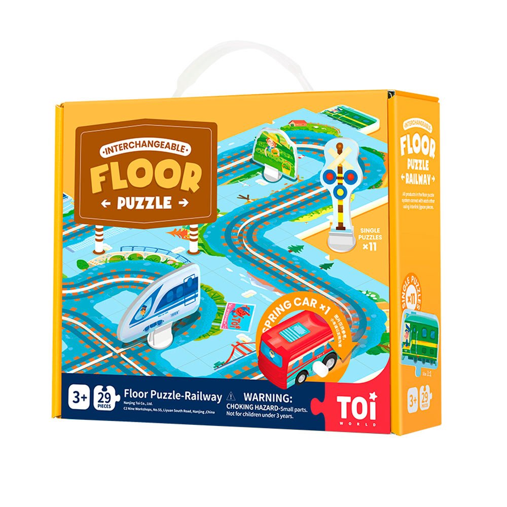 TOI World Floor Puzzle - Railway Interchangeable Floor Puzzles 29 Pcs - Explorers Gifts