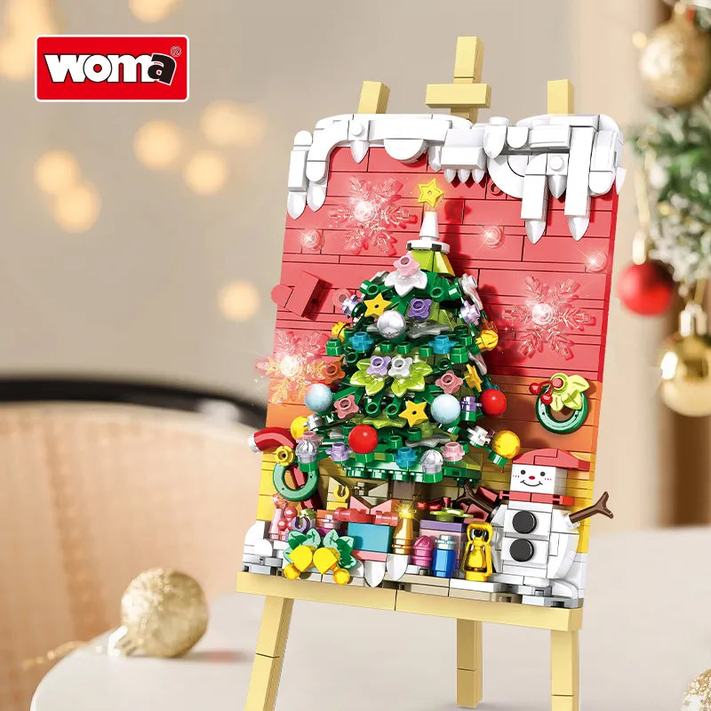 WOMA Creative Building Block Series Christmax Tree Stereoscopic Painting Block Toys 577 Pcs