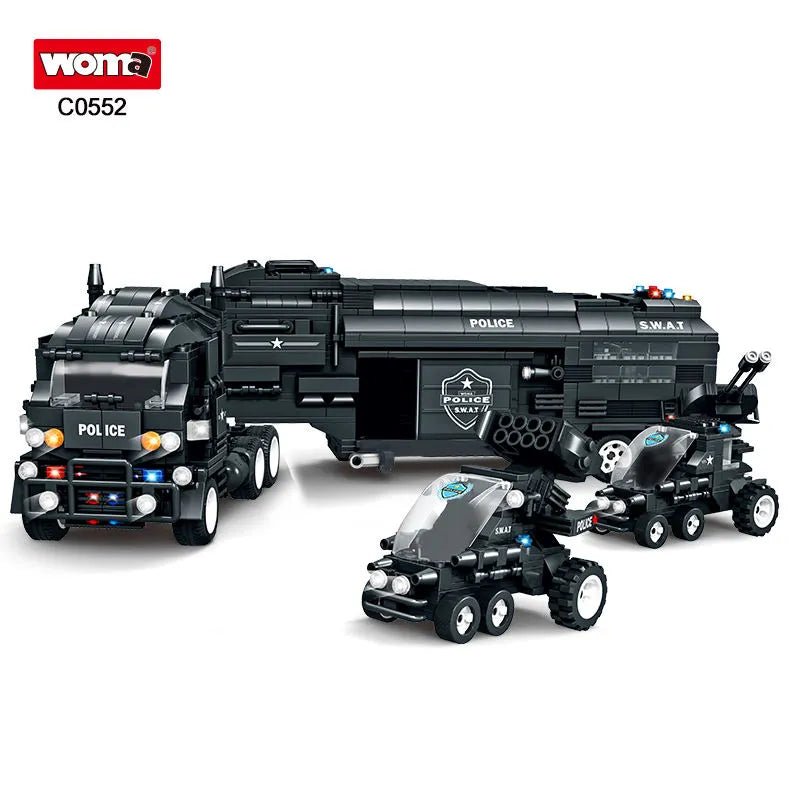 WOMA Thunderstorm Armoured Vehicle SWAT Anti - Riot Force Block Toys 1413 Pcs - Explorers Gifts