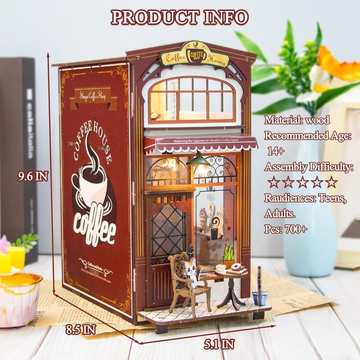 Explorers 3D Wooden Puzzle Bookend Cafe House - Explorers Gifts