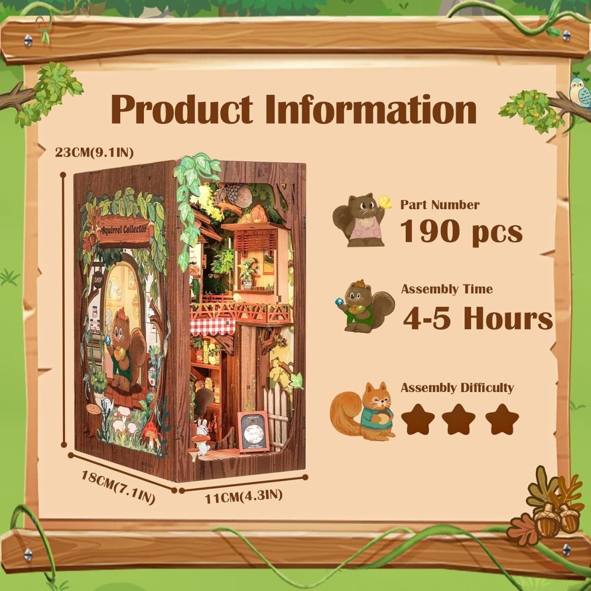 Explorers 3D Wooden Puzzle Bookend Squirrel Collector 204 Pcs - Explorers Gifts