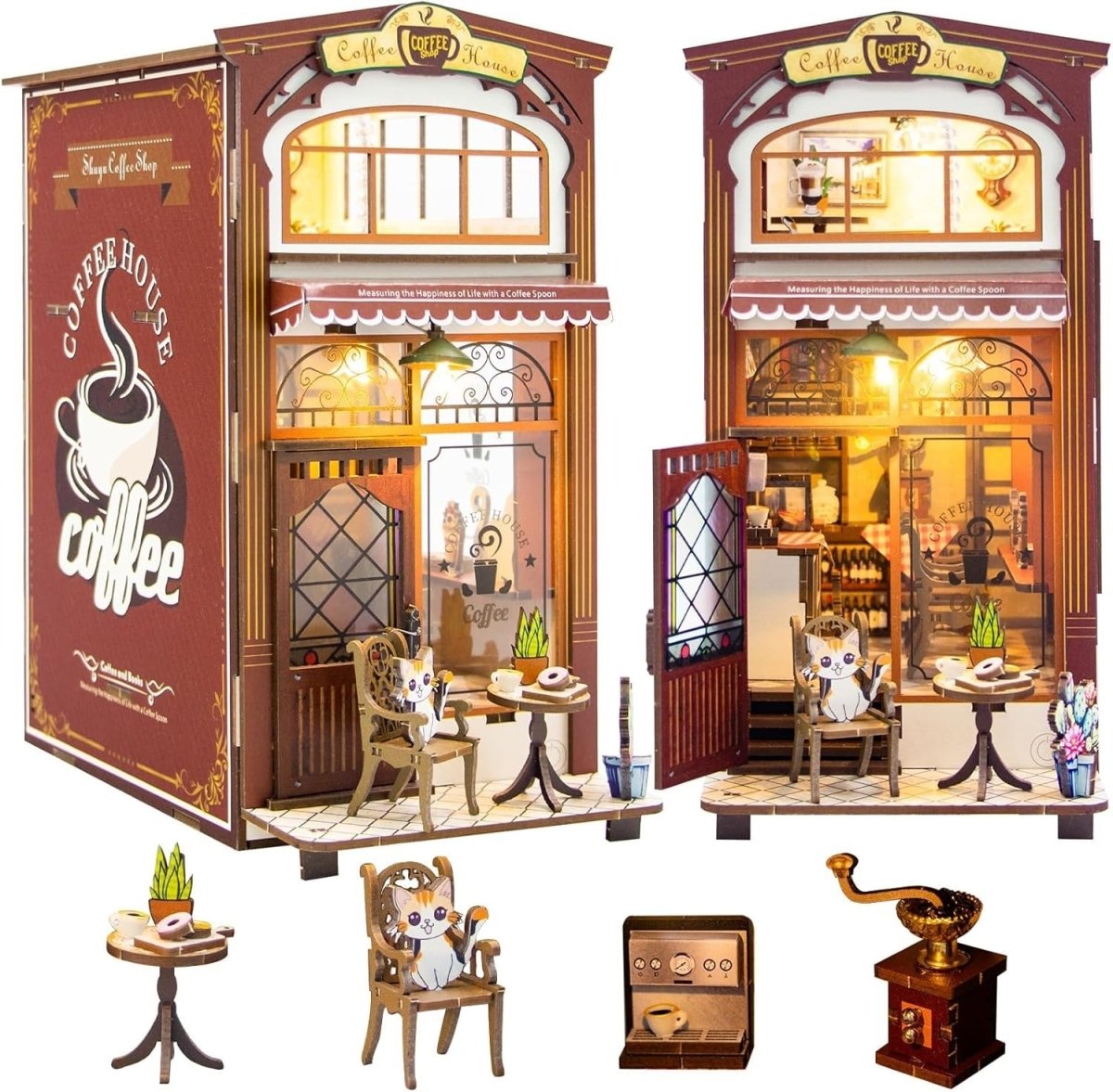 Explorers 3D Wooden Puzzle Bookend Cafe House - Explorers Gifts