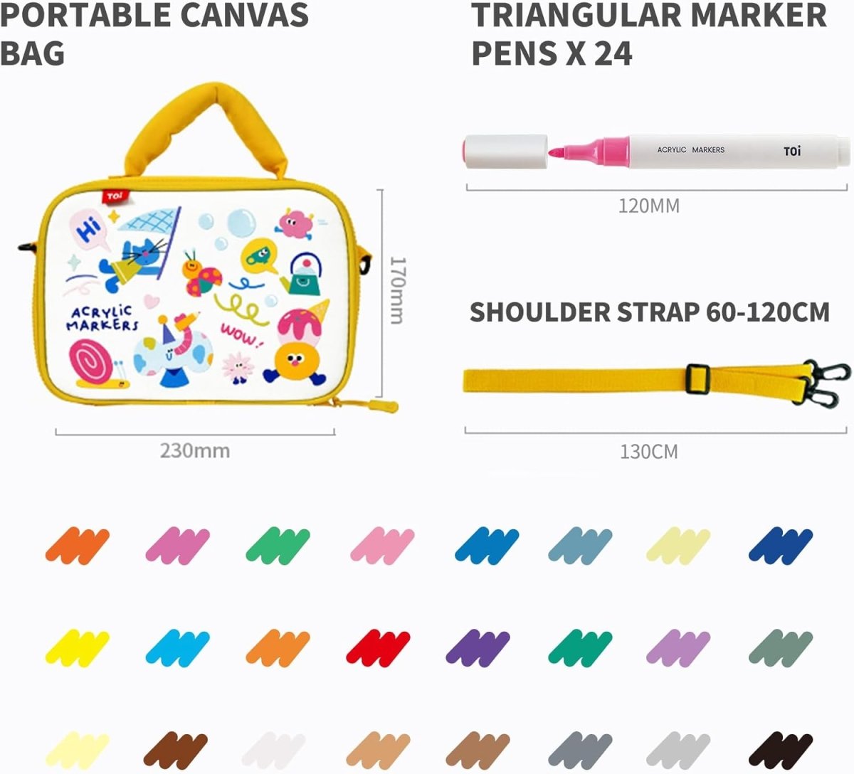 TOI World Kid's Marker Pen With Bag 24 Colours - Explorers Gifts