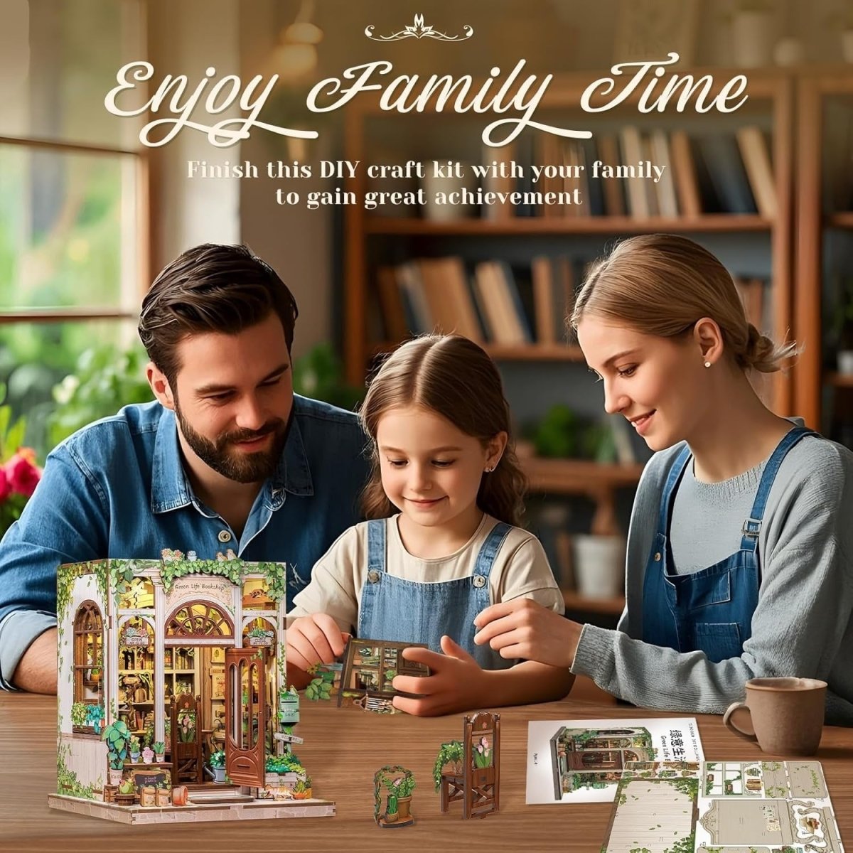 Explorers 3D Wooden Puzzle Green Life Bookshop 196 Pcs - Explorers Gifts