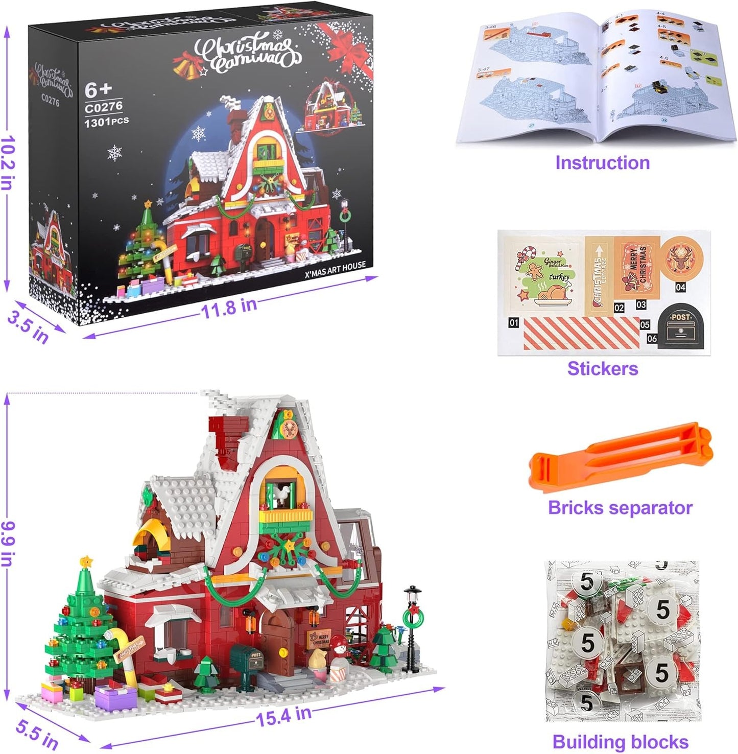 WOMA Christmax Carnival X'MAS Art House Block Toys 1301 Pcs