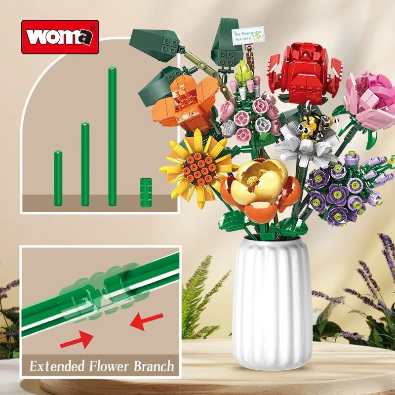 WOMA Blocks Flower Series Flower Clusters Block Toys 779 Pcs - Explorers Gifts