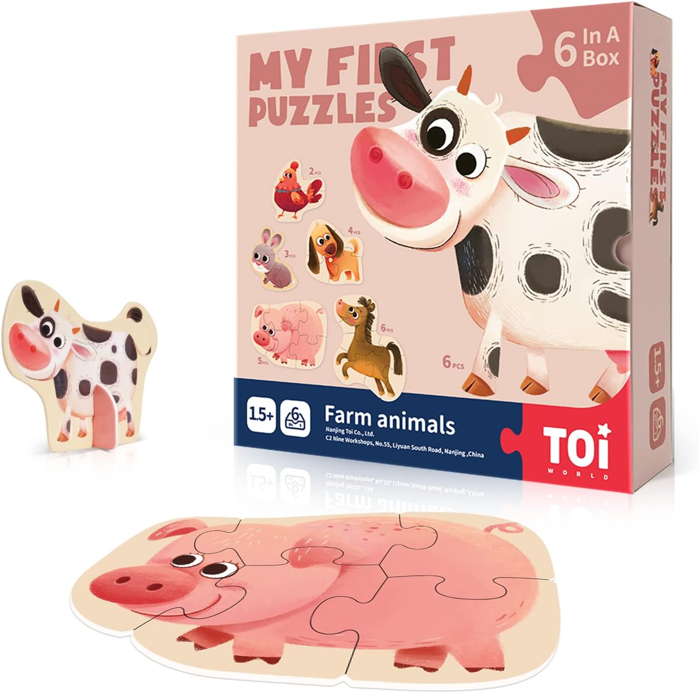 TOI World My First Puzzles Farm Animals 6 in 1 Puzzles - Explorers Gifts