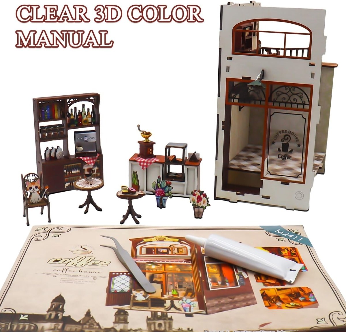 Explorers 3D Wooden Puzzle Bookend Cafe House - Explorers Gifts