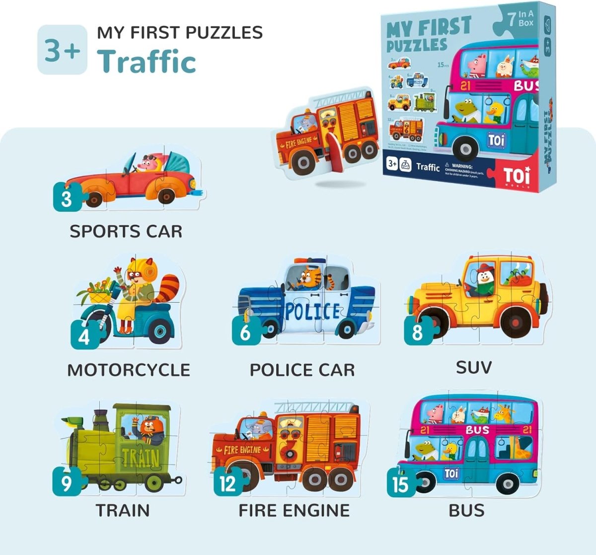 TOI World My First Puzzles Traffic 7 in 1 Puzzles - Explorers Gifts