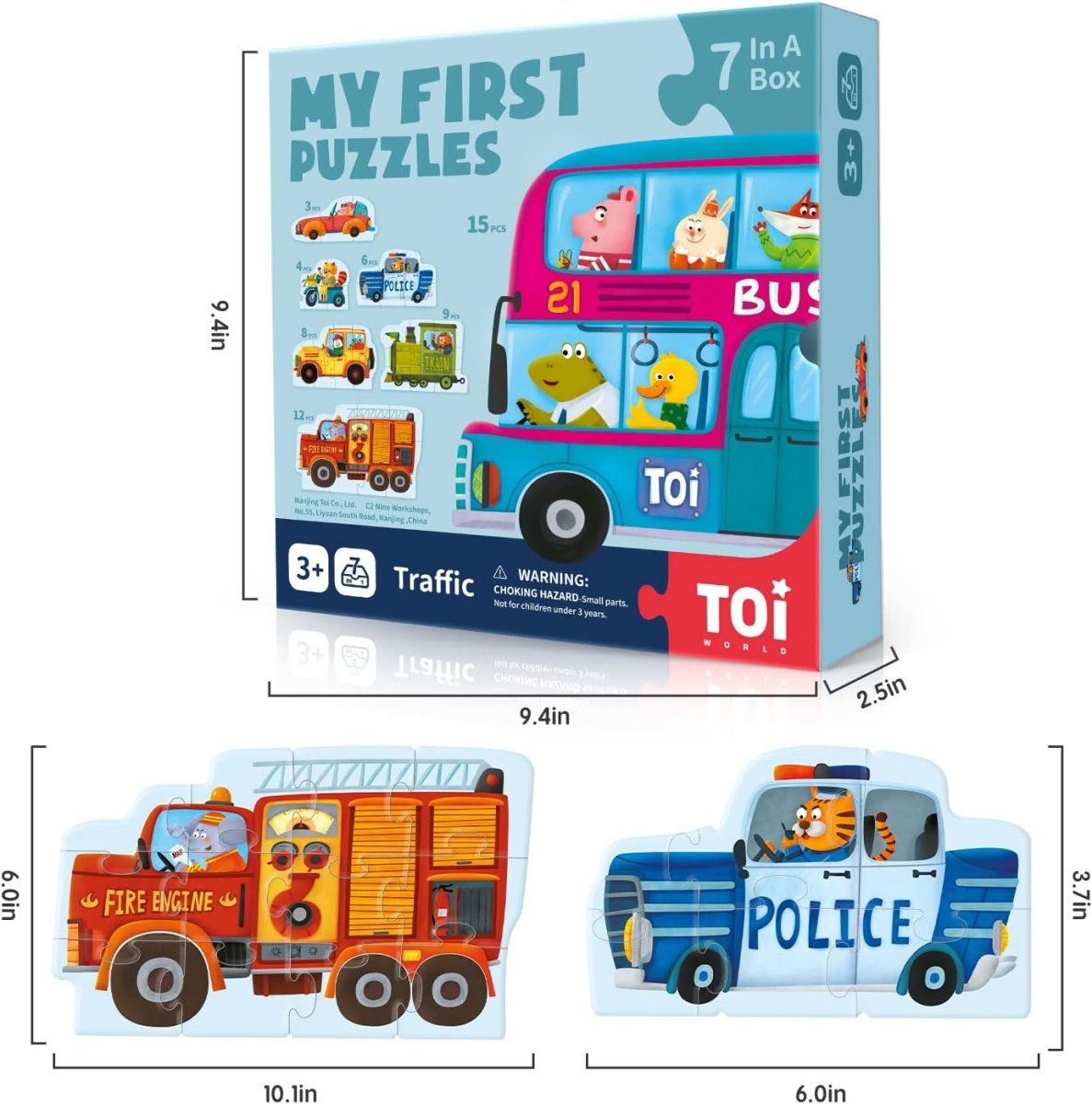 TOI World My First Puzzles Traffic 7 in 1 Puzzles - Explorers Gifts