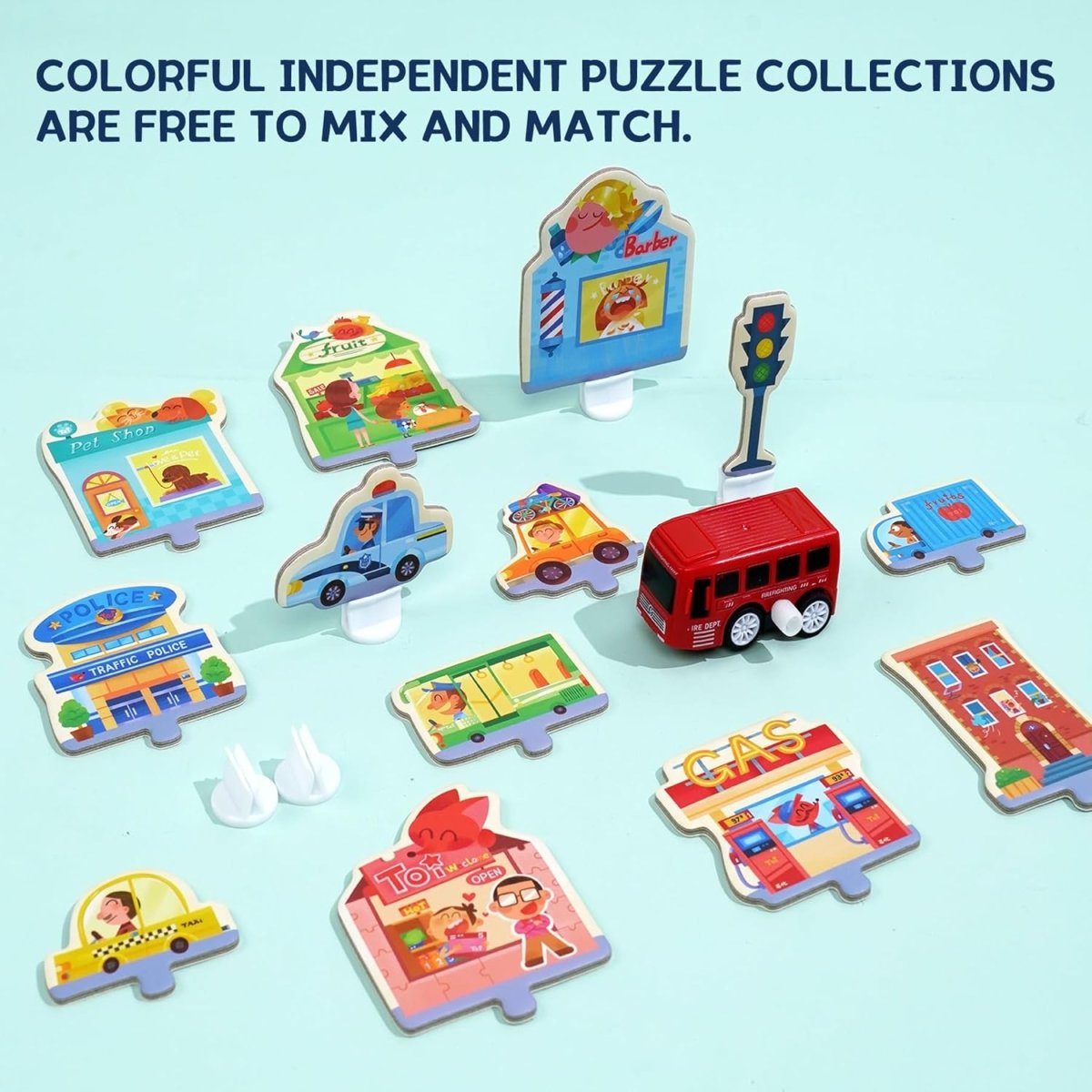 TOI World Floor Puzzle - Road Interchangeable Floor Puzzles 42 Pcs - Explorers Gifts