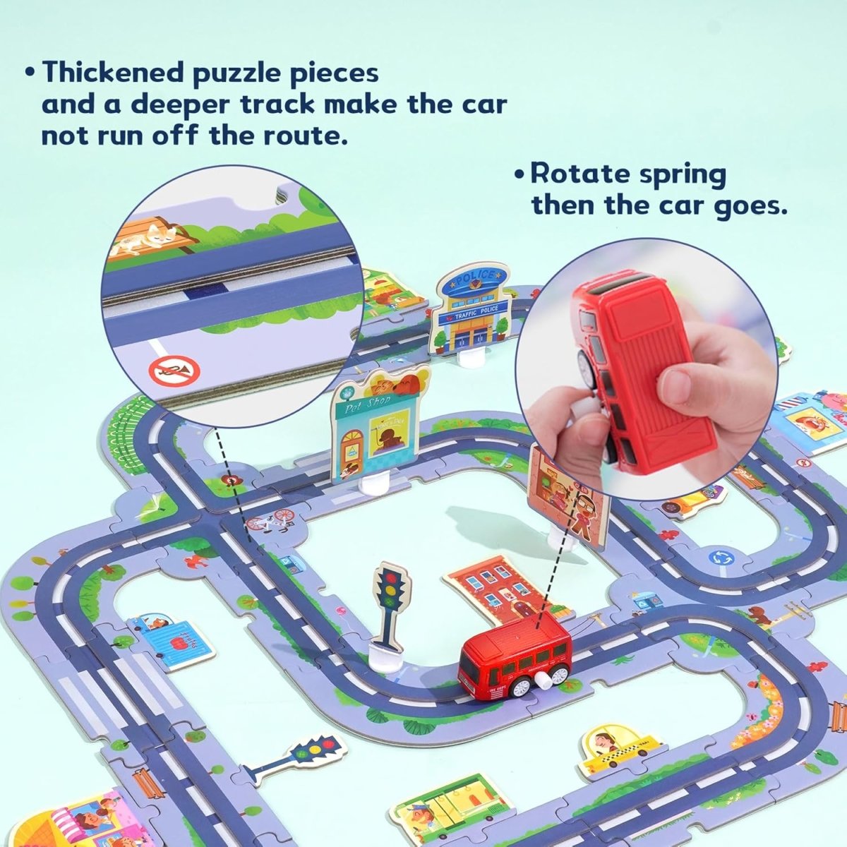 TOI World Floor Puzzle - Road Interchangeable Floor Puzzles 42 Pcs - Explorers Gifts