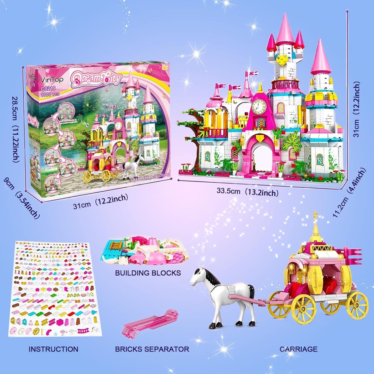WOMA Dream City Swan Lake in Salzburg Block Toys 1000 Pcs - Explorers Gifts