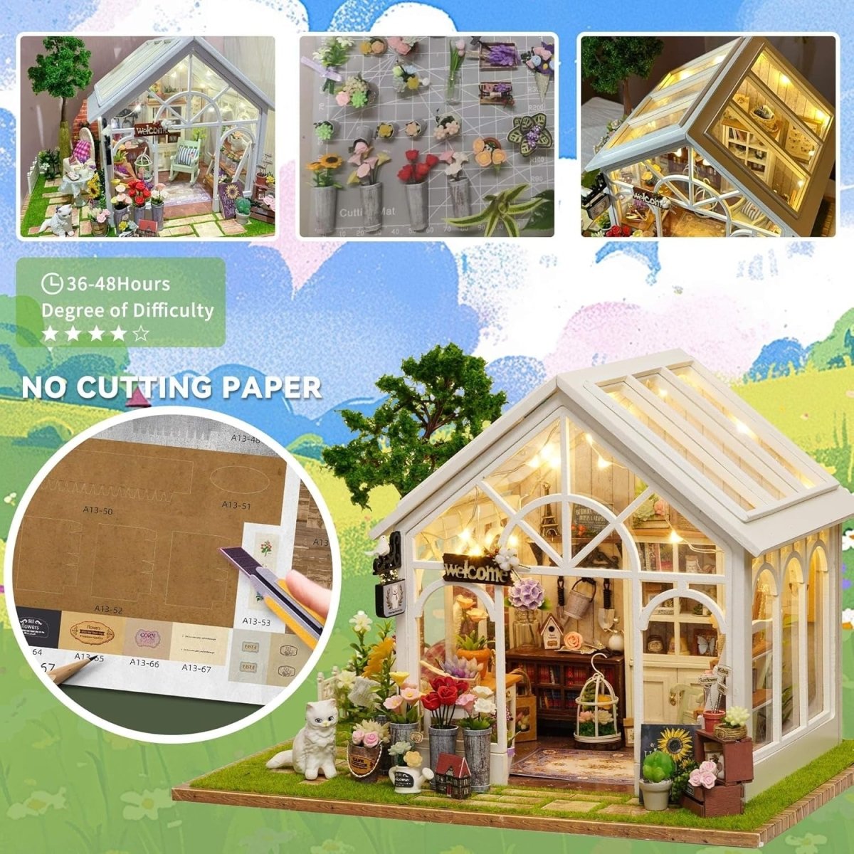 Explorers 3D Wooden Puzzle Flower Sunshine Green house - Explorers Gifts
