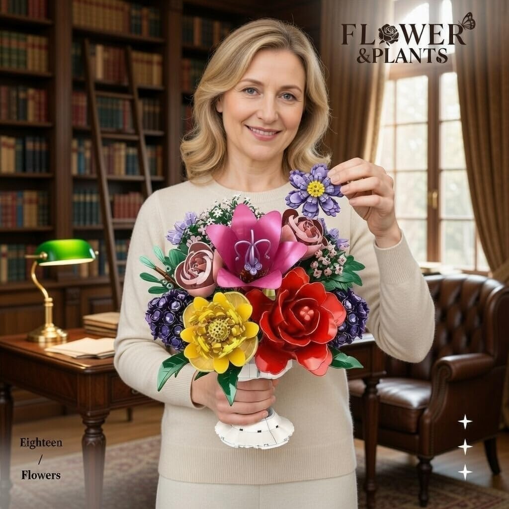 Woma Flower Bouquet Building Blocks Set for Adults 1070 Pcs