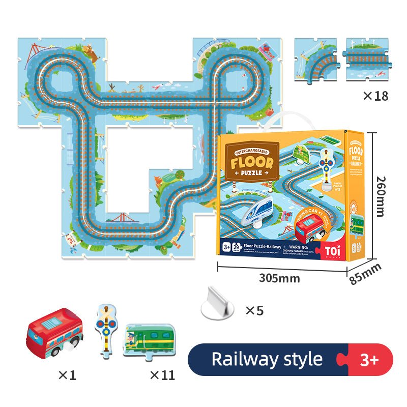 TOI World Floor Puzzle - Railway Interchangeable Floor Puzzles 29 Pcs - Explorers Gifts