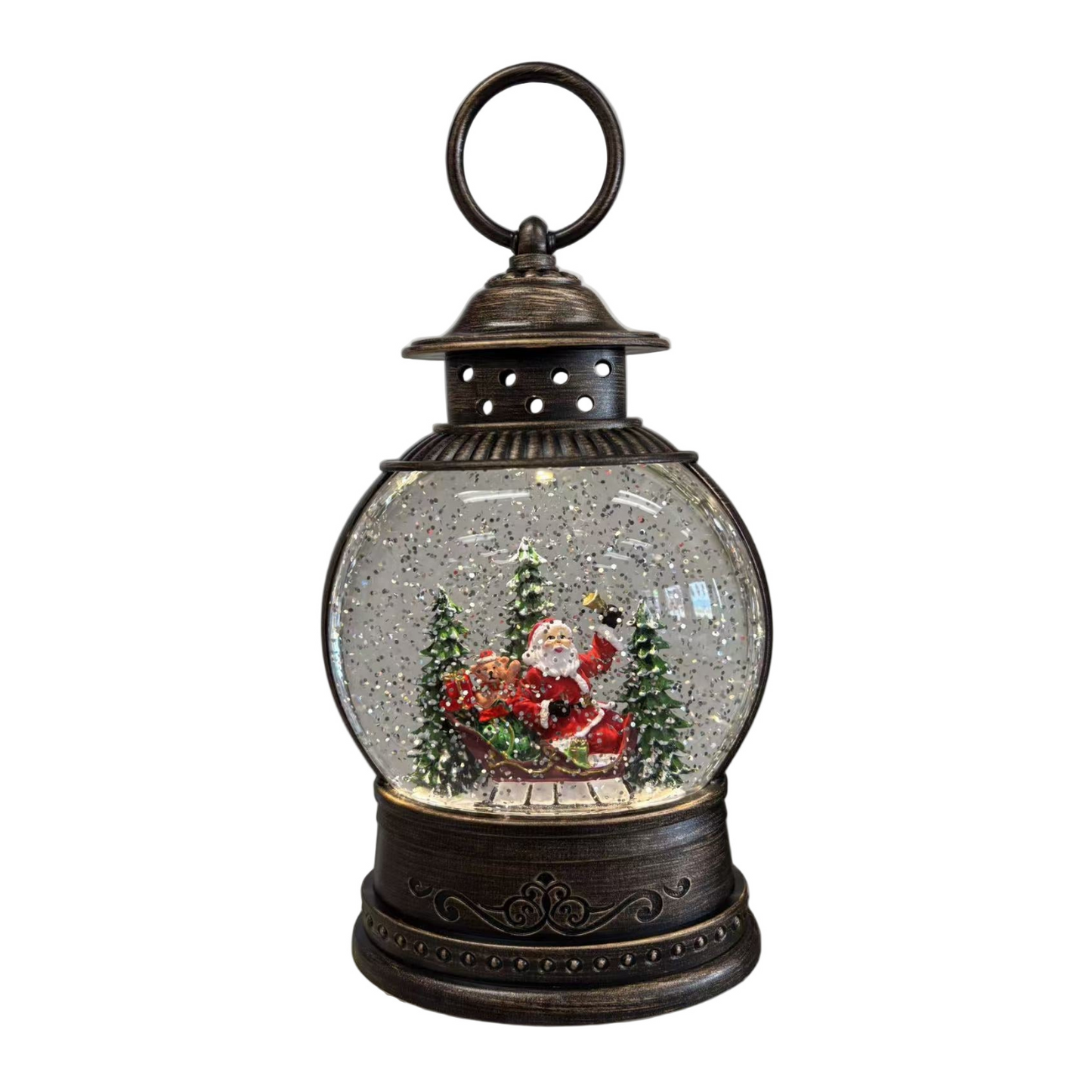 Explorers Santa Sleigh Snow Water Lantern Round WDL-2103A