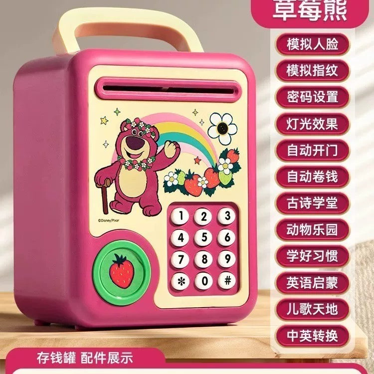 Disney Pixar Strawberry Bear Piggy Bank-Multi-Function