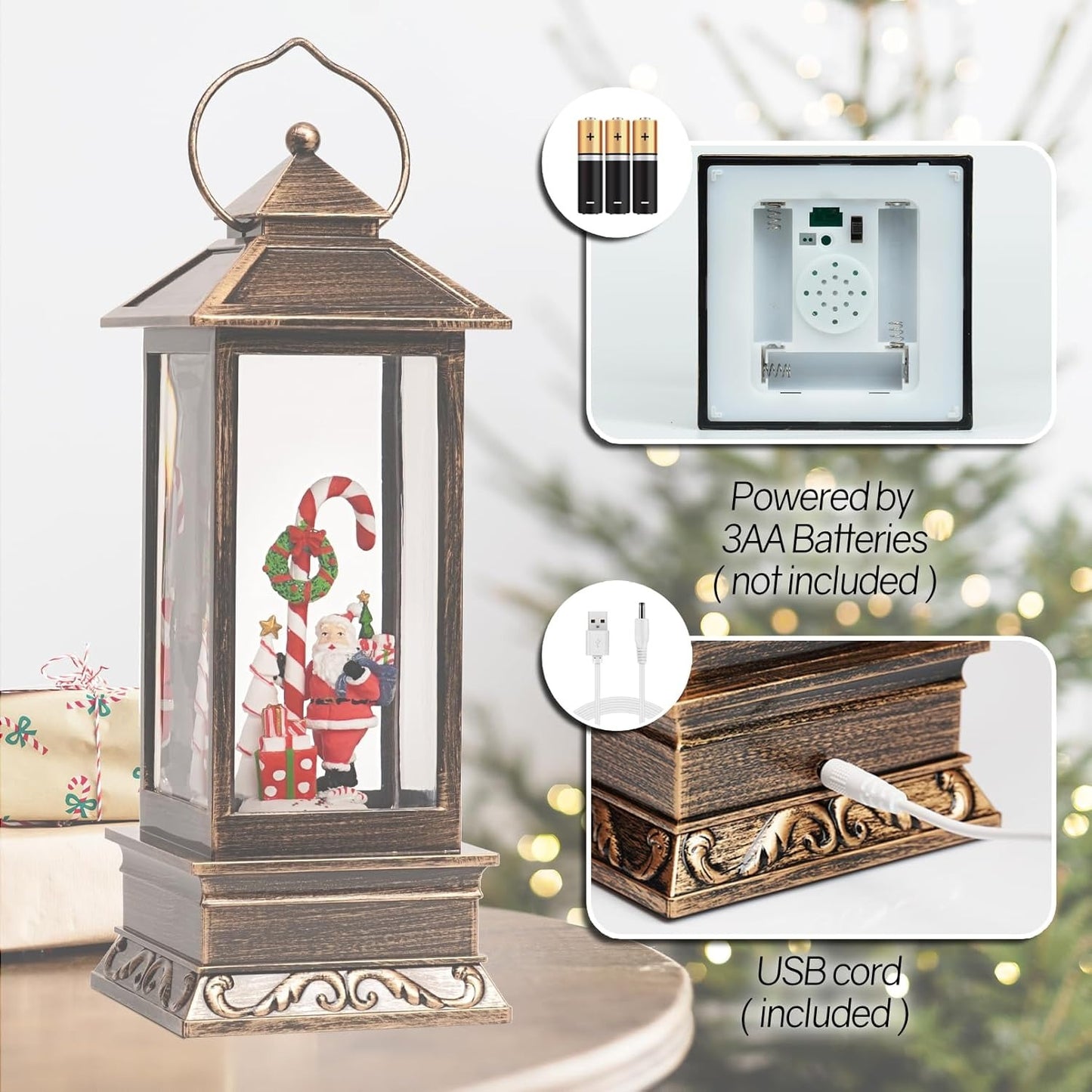Explorers Gift Ttick with Old Man Snow Water Lantern Rectangle WDL-2114A
