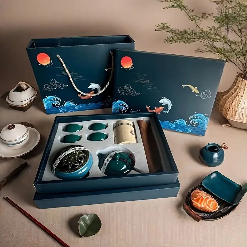 Explorers Chinese Traditional Tea Set Dark Blue - Explorers Gifts