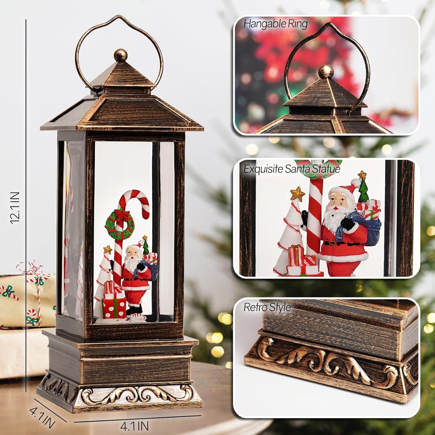 Explorers Gift Ttick with Old Man Snow Water Lantern Rectangle WDL-2114A