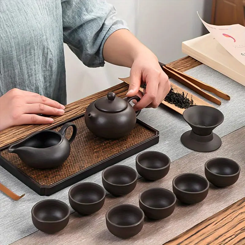 High-grade Purple Clay Teapot Set - 13 Pcs