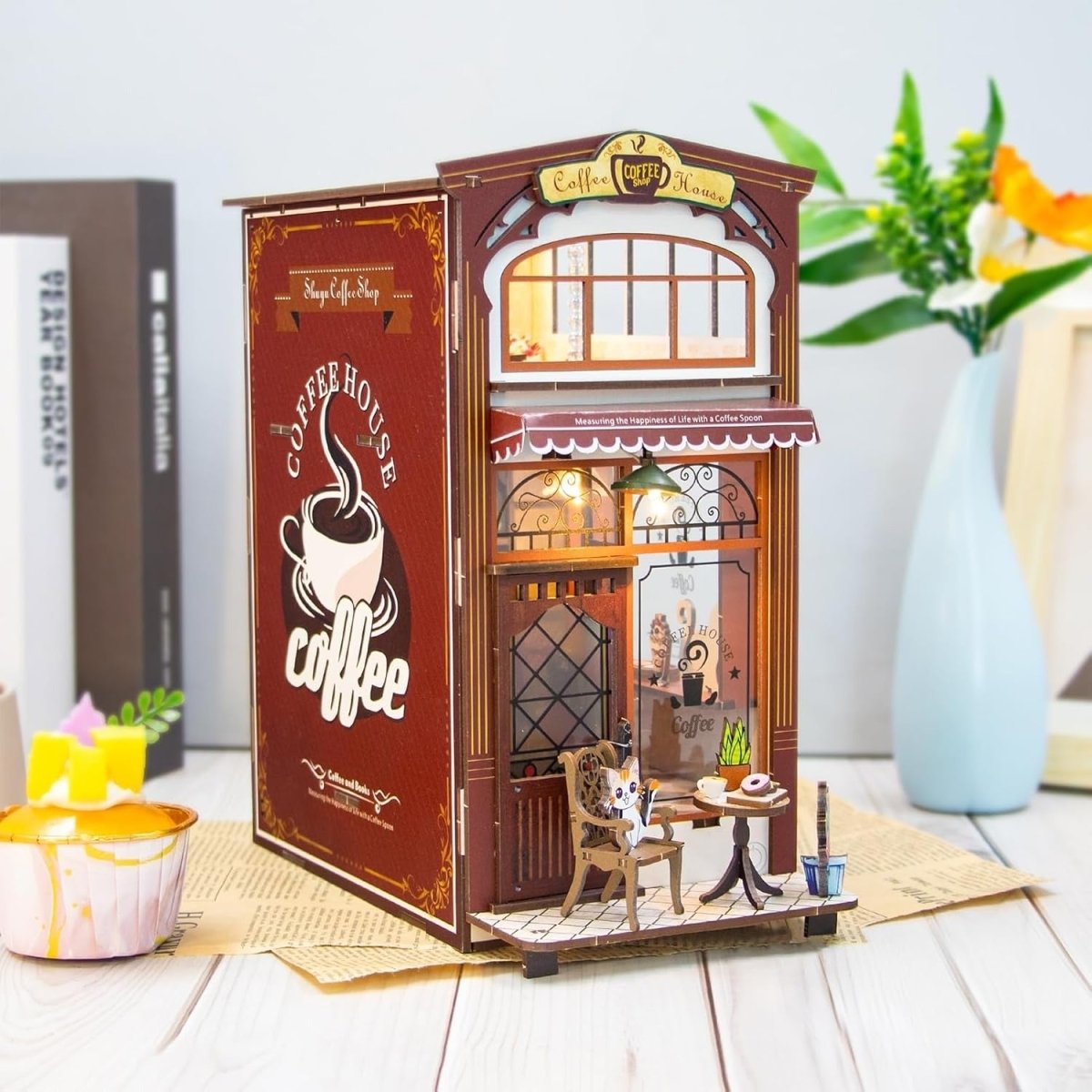 Explorers 3D Wooden Puzzle Bookend Cafe House - Explorers Gifts