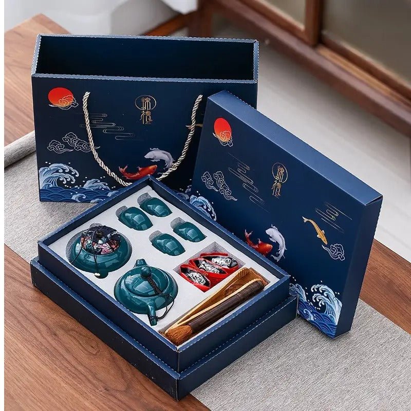 Explorers Chinese Traditional Tea Set Dark Blue - Explorers Gifts