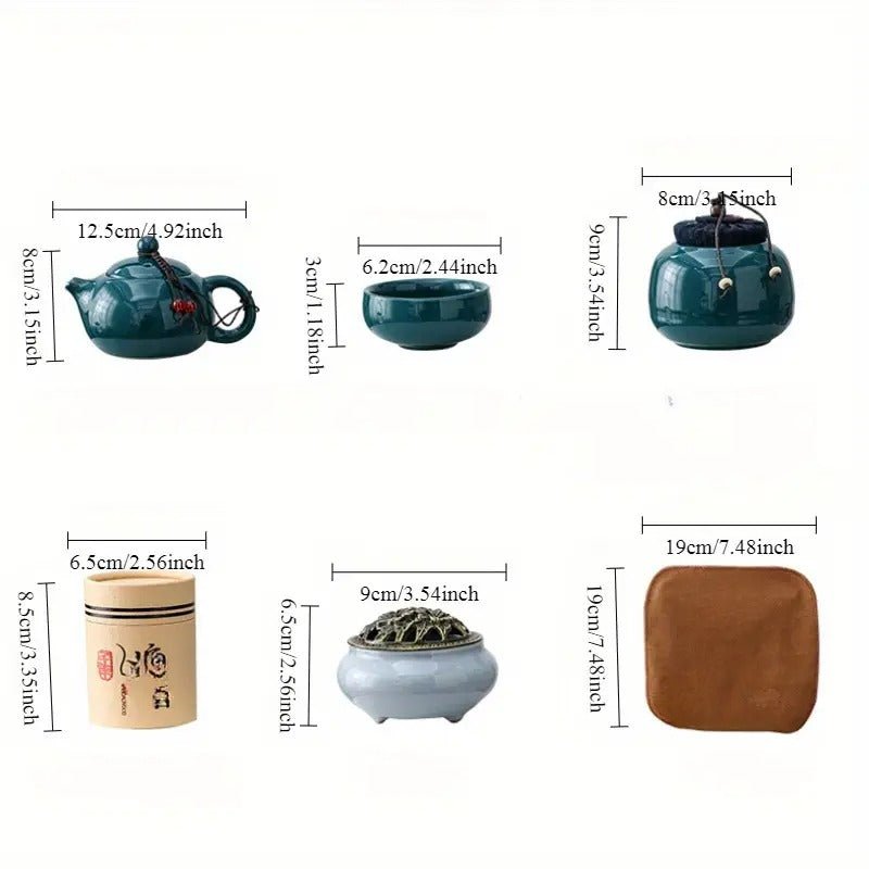 Explorers Chinese Traditional Tea Set Dark Blue - Explorers Gifts