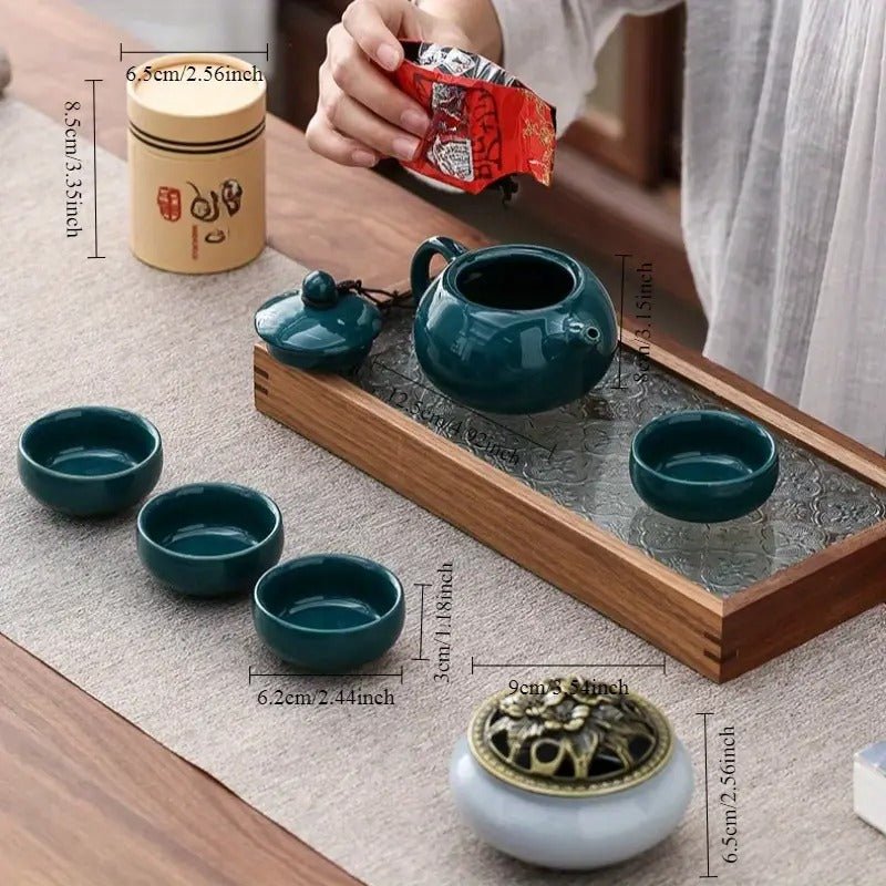 Explorers Chinese Traditional Tea Set Dark Blue - Explorers Gifts