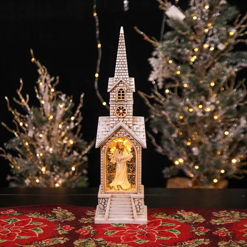 Explorers Angel Snow Water Lantern Single Church - 16inch - Explorers Gifts