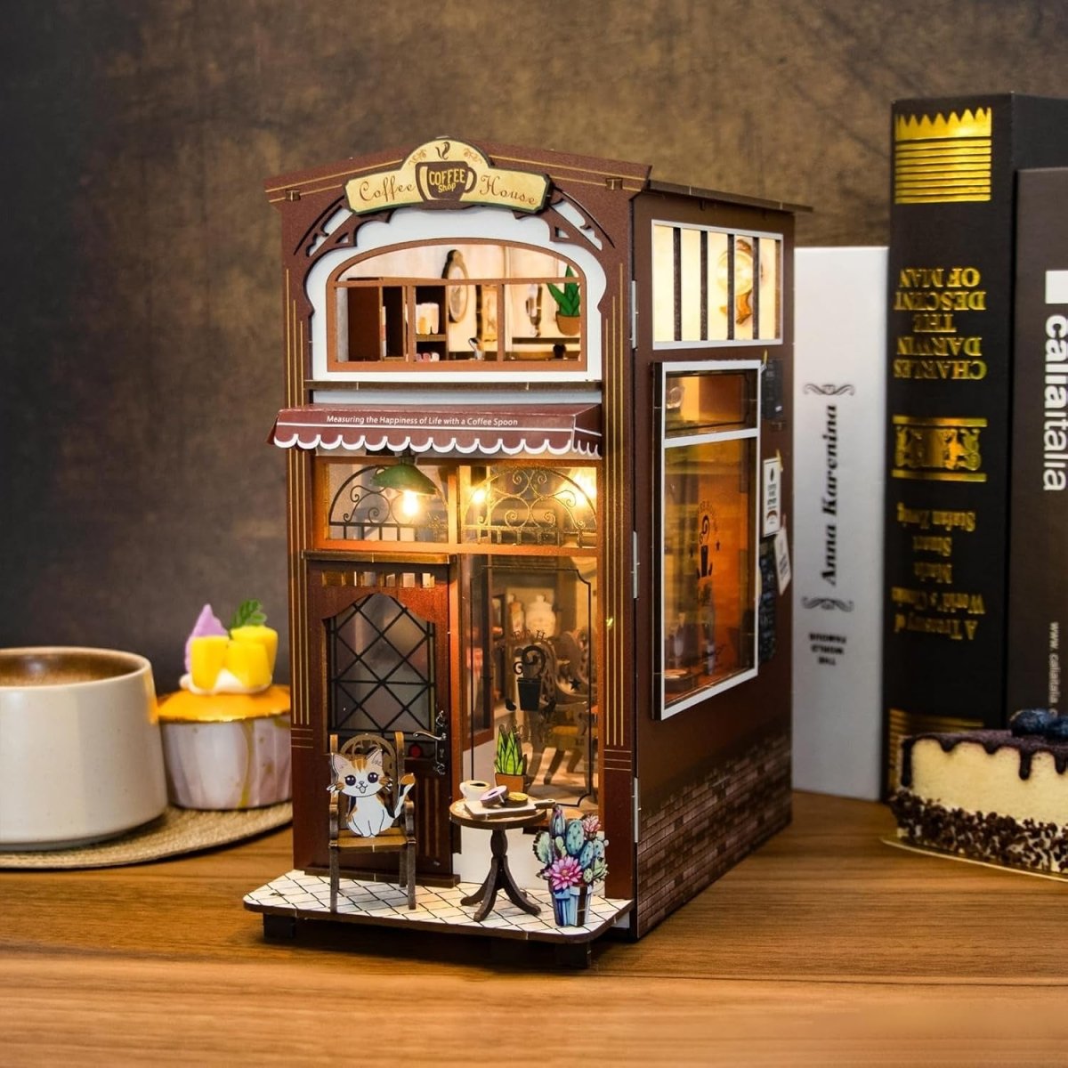 Explorers 3D Wooden Puzzle Bookend Cafe House - Explorers Gifts