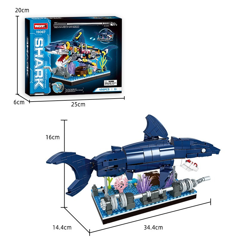 Woma Ocean Marine Building Kit Movable Cyberpunk Shark Building Block Set 499 Pcs