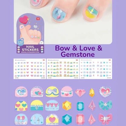 TOI World Bow & Love & Gemstone Nail Stickers Purple 261 Pcs - Explorers Gifts