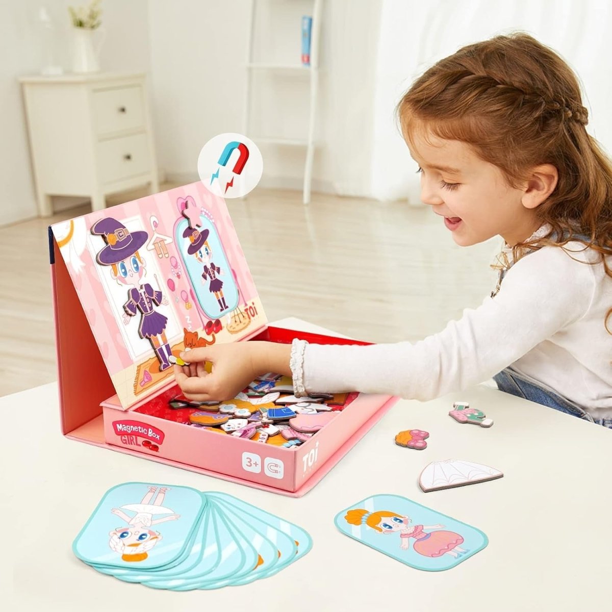 TOI World Magnetic Box Girl Magnetic Blocks 62+15 Pcs - Explorers Gifts
