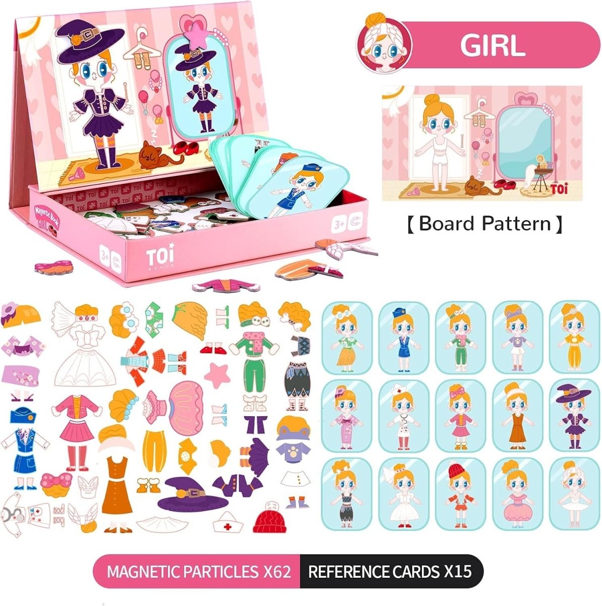 TOI World Magnetic Box Girl Magnetic Blocks 62+15 Pcs - Explorers Gifts