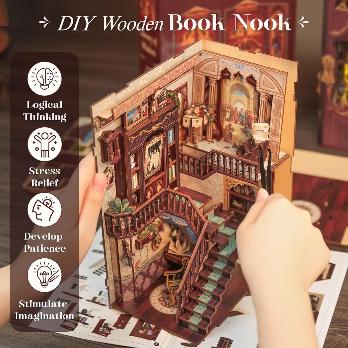 Explorers 3D Wooden Puzzle Bookend Library of Wisdom 273 Pcs - Explorers Gifts