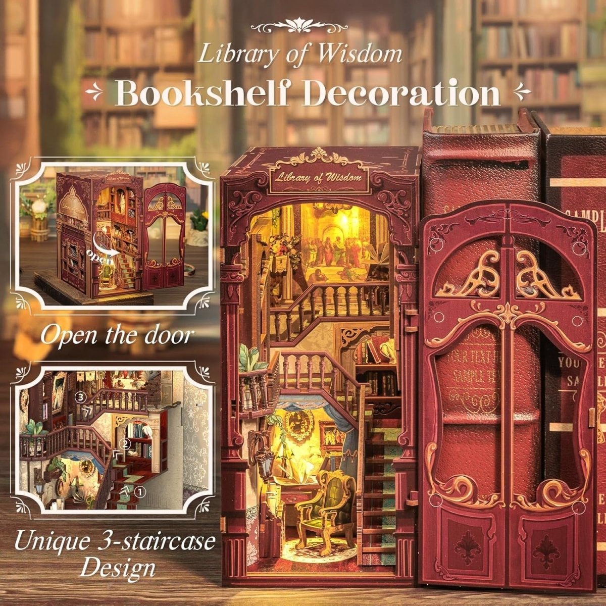 Explorers 3D Wooden Puzzle Bookend Library of Wisdom 273 Pcs - Explorers Gifts