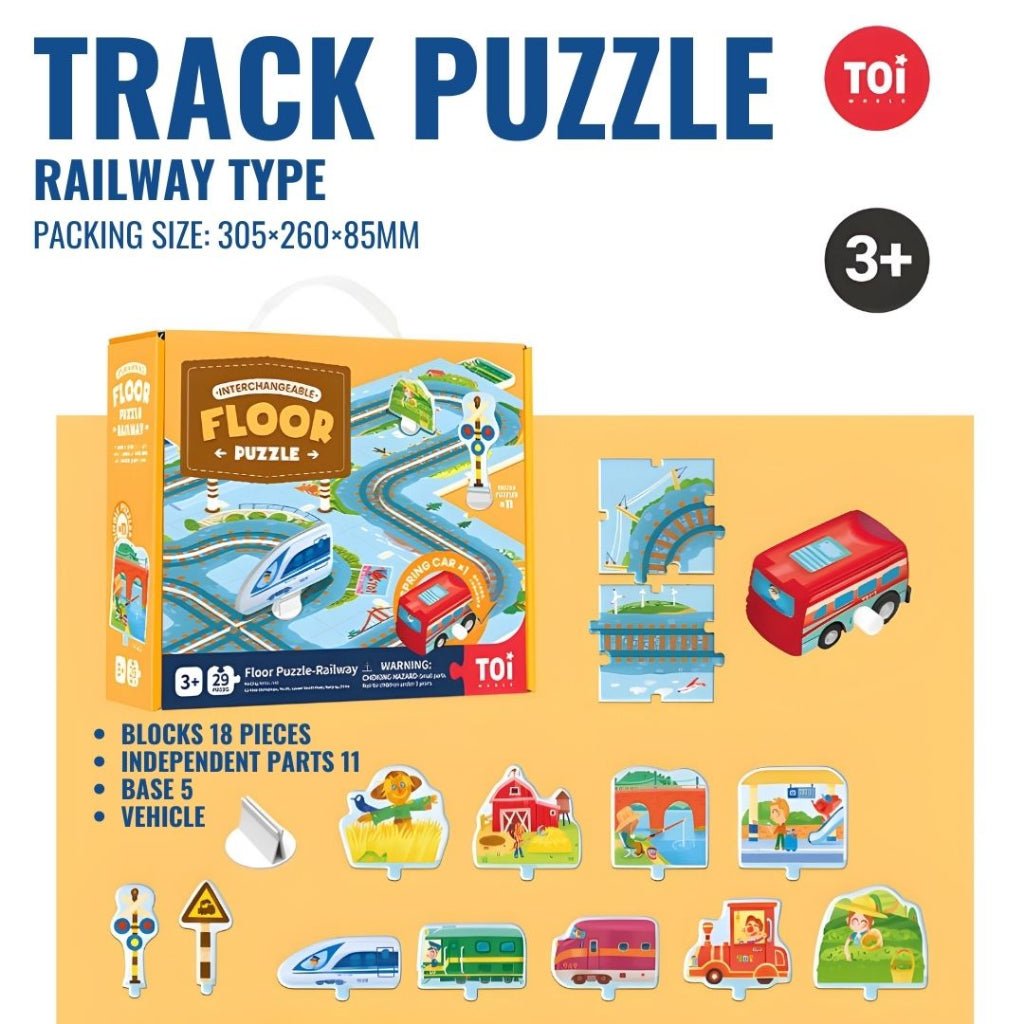 TOI World Floor Puzzle - Railway Interchangeable Floor Puzzles 29 Pcs - Explorers Gifts
