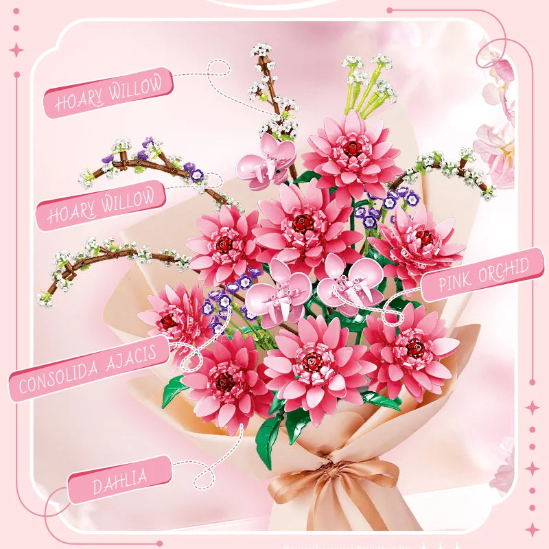 Woma Flowers Bouquet Building Blocks Toy 1796 Pcs