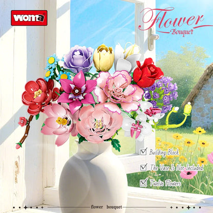 Woma 12-Type Flower Bouquet Building Blocks Toy Only One Flower