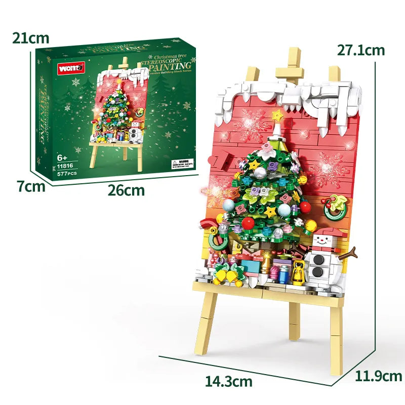 WOMA Creative Building Block Series Christmax Tree Stereoscopic Painting Block Toys 577 Pcs