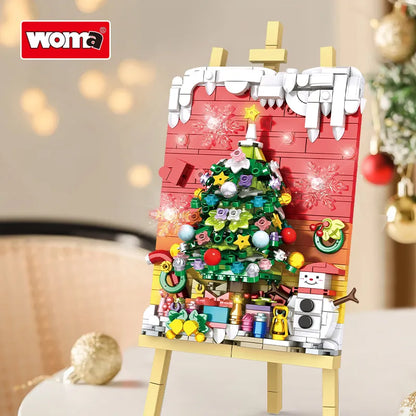 WOMA Creative Building Block Series Christmax Tree Stereoscopic Painting Block Toys 577 Pcs