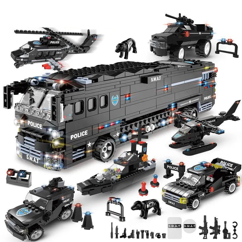 WOMA Thunderstorm Armoured Vehicle SWAT Anti - Riot Force Block Toys 1014 Pcs - Explorers Gifts