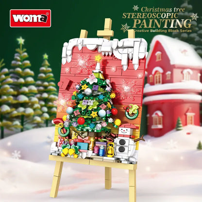 WOMA Creative Building Block Series Christmax Tree Stereoscopic Painting Block Toys 577 Pcs