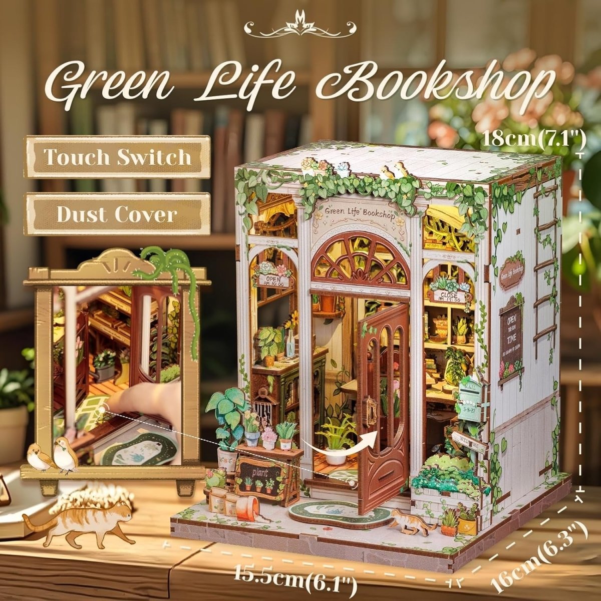 Explorers 3D Wooden Puzzle Green Life Bookshop 196 Pcs - Explorers Gifts