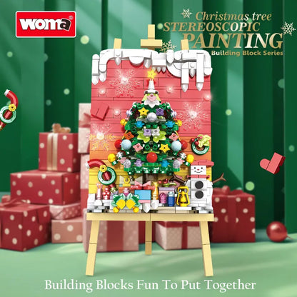 WOMA Creative Building Block Series Christmax Tree Stereoscopic Painting Block Toys 577 Pcs