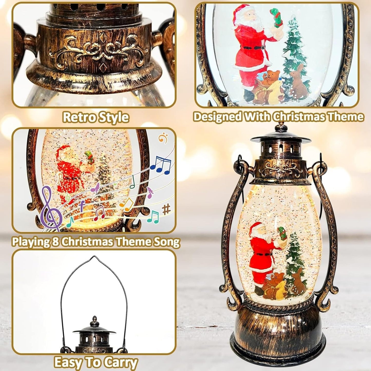 Explorers Santa Snowman Snow Water Lantern WDL-2112B