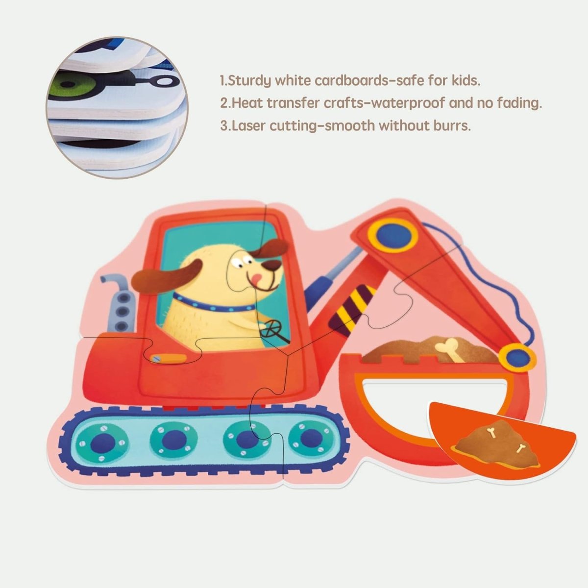 TOI World My First Puzzles Shape & Construction Vehicle 6 in 1 Puzzles - Explorers Gifts